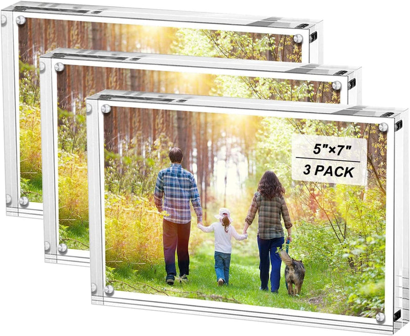 Boxalls 5X7 Inches Acrylic Picture Frame, Desktop Frameless Photo Frame with Magnetic, Double Sided Transparent Home & Garden > Decor > Picture Frames Boxalls 3 5"x 7" 
