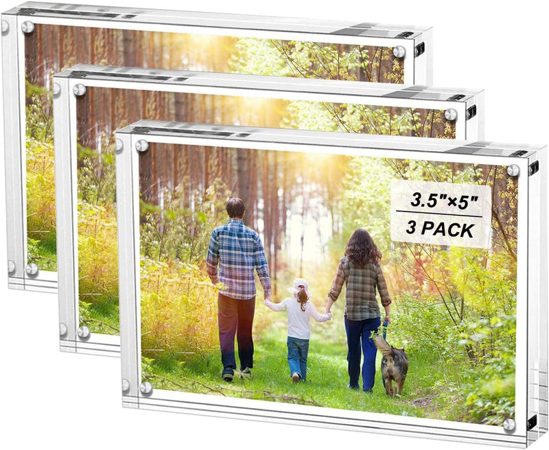Boxalls 5X7 Inches Acrylic Picture Frame, Desktop Frameless Photo Frame with Magnetic, Double Sided Transparent Home & Garden > Decor > Picture Frames Boxalls 3 3.5"x 5" 
