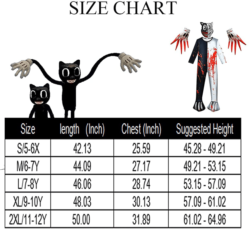 Boys Girls Cartoon Cat Costumes for Kids Scary Horror Monster Bodysuits Unisex Apparel & Accessories > Costumes & Accessories > Costumes Garperkids   