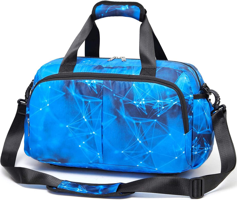 Boys Overnight Duffle Bag for Weekend Travel Little Kids Small Sports Duffel for Camping Soccer Basketball Football Bag with Shoulder Strap Zipper Pockets (Stars,Blue)