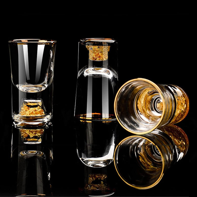 BPFY 6 Pack 10Ml (0.33 Oz) Shot Glasses, Crystal Shot Glass Set Decorated with 24K Gold Flakes, Glass Shot Cups for Whiskey, Tequila, Vodka, Mini Shot Glass Perfect for Party, Bar, Club Home & Garden > Kitchen & Dining > Barware BPFY   