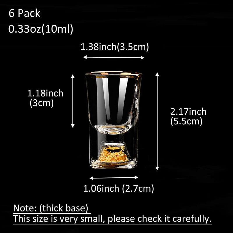 BPFY 6 Pack 10Ml (0.33 Oz) Shot Glasses, Crystal Shot Glass Set Decorated with 24K Gold Flakes, Glass Shot Cups for Whiskey, Tequila, Vodka, Mini Shot Glass Perfect for Party, Bar, Club Home & Garden > Kitchen & Dining > Barware BPFY   