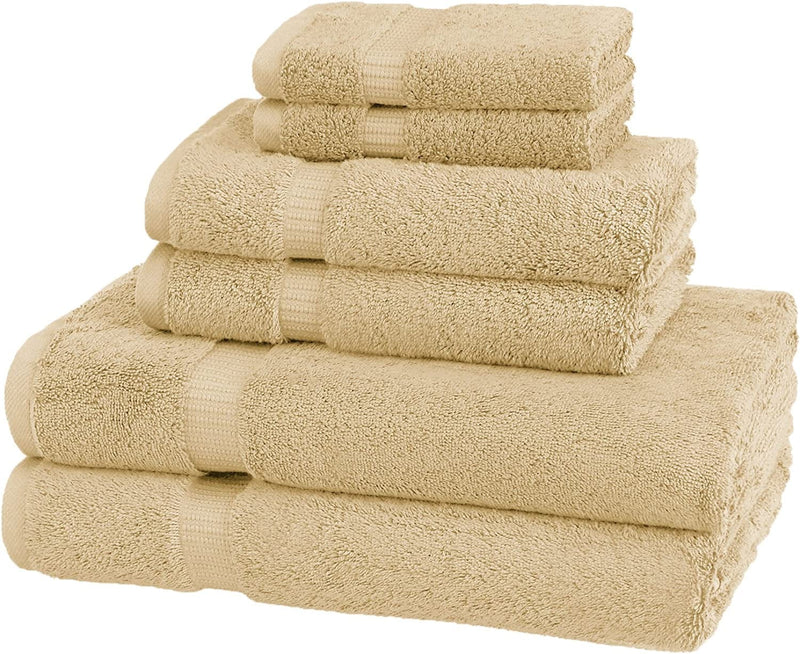 Brand – Pinzon Organic Cotton Bathroom Towels, 6-Piece Set, Sand Beige