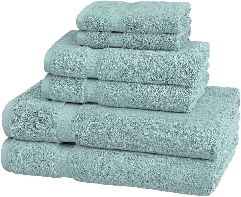 Brand – Pinzon Organic Cotton Bathroom Towels, 6-Piece Set, Spa Blue