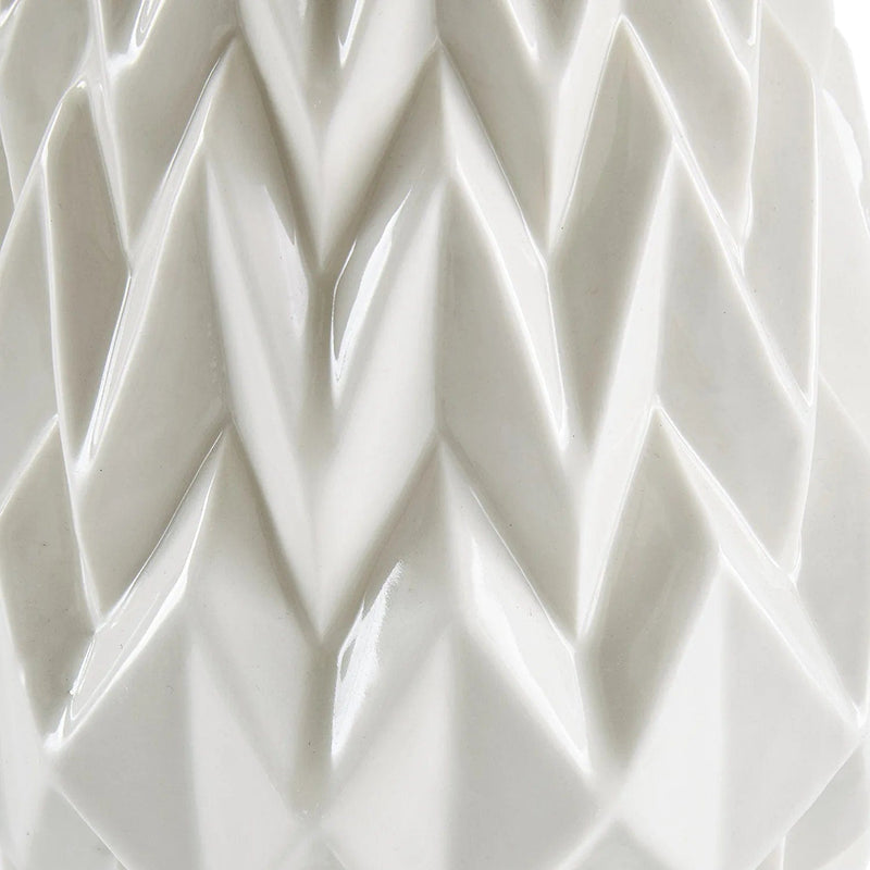 Brand – Rivet Modern Geometric Pattern Decorative Stoneware Vase, Large Centerpiece, 12.25"H, White