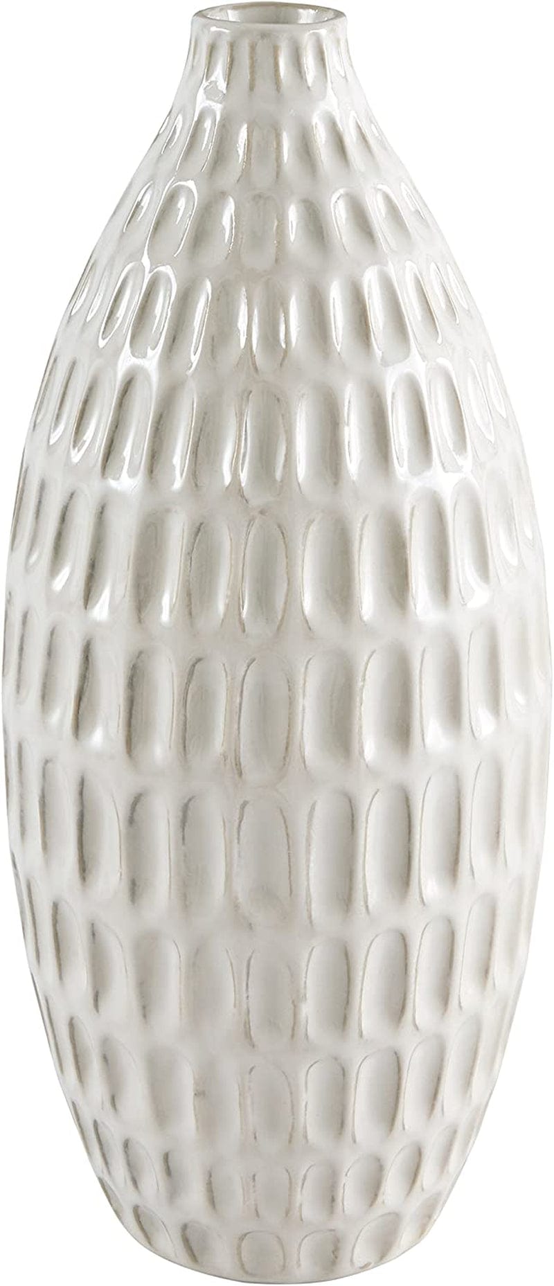 Brand – Stone & Beam Modern Oval Pattern Decorative Stoneware Vase, 11.1 Inch Height, Off-White