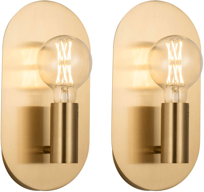 Brass Wall Sconce Set of 2, Vintage Hardwired Solid Copper Metal Modern Wall Lighting Lamp for Bedroom, Bathroom, Living Room, Hallway, Home & Garden > Lighting > Lighting Fixtures > Wall Light Fixtures KOL DEALS   