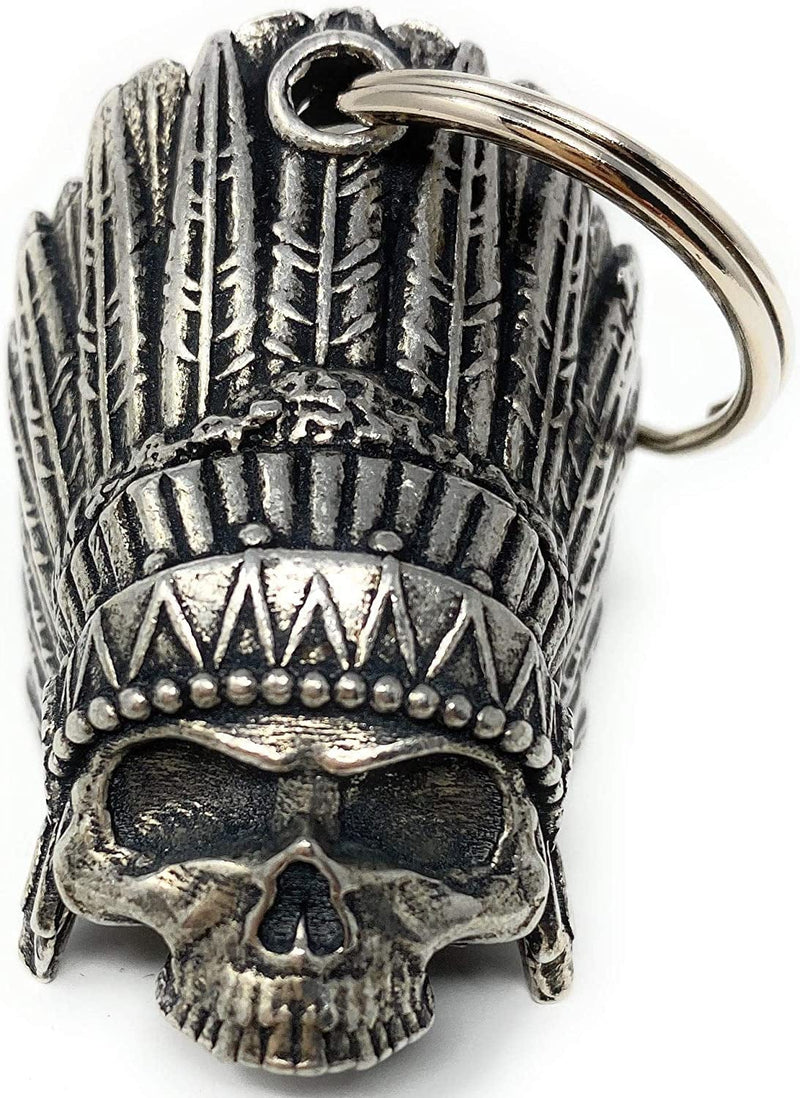 Bravo Bells Indian Skull Bell - Biker Bell Accessory or Key Chain for Good Luck on the Road