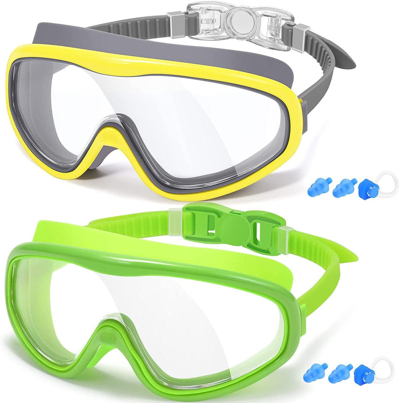 Braylin Adult Swim Goggles, 2-Pack Wide View Swim Goggles for Men Women Youth Teen, Anti-Fog, over 15 Sporting Goods > Outdoor Recreation > Boating & Water Sports > Swimming > Swim Goggles & Masks Braylin 02.yellow/Gray(clear Lens)+green(clear Lens)  