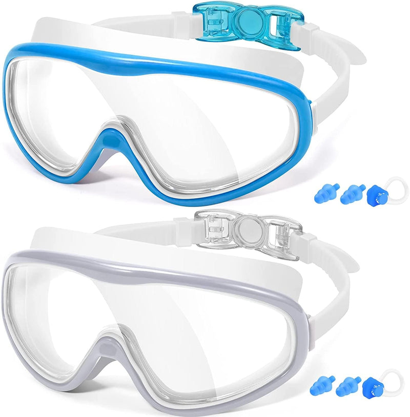 Braylin Adult Swim Goggles, 2-Pack Wide View Swim Goggles for Men Women Youth Teen, Anti-Fog, over 15 Sporting Goods > Outdoor Recreation > Boating & Water Sports > Swimming > Swim Goggles & Masks Braylin 03.sky Blue(clear Lens)+white(clear Lens)  