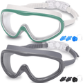 Braylin Adult Swim Goggles, 2-Pack Wide Vision Swim Goggles for Men Women Youth Teen, Anti-Fog No Leaking Sporting Goods > Outdoor Recreation > Boating & Water Sports > Swimming > Swim Goggles & Masks Braylin 05.avocado/White(clear Lens)+gray(clear Lens)  