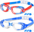 Braylin Kids Swim Goggles, 2-Pack Swimming Goggles for Children, Teens, Boys or Girls, Anti-Fog Clear Vision Swim Pool Goggle Sporting Goods > Outdoor Recreation > Boating & Water Sports > Swimming > Swim Goggles & Masks Braylin 05.red/Blue(clear Lens) + White/Blue(clear Lens)  