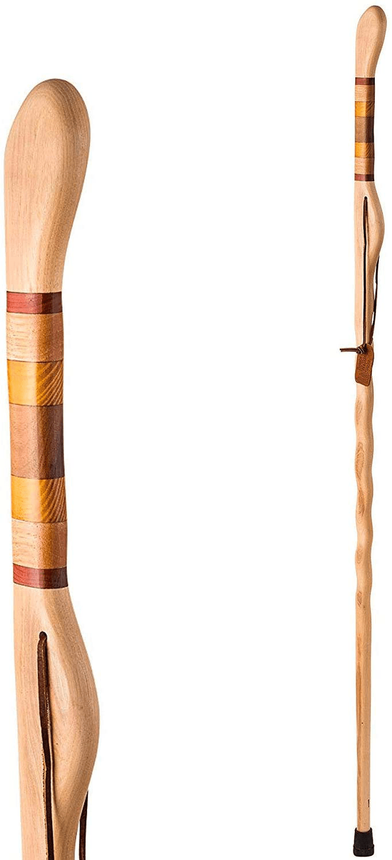 Brazos 48" Hickory Texas Safari Wood Twisted Walking Stick Hiking Trekking Pole, Made in the USA