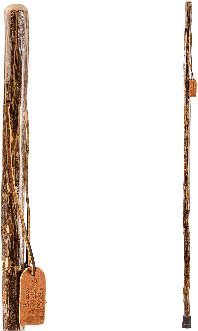 Brazos Free Form Hickory Walking Stick, Handcrafted Wooden Staff, Hiking Stick for Men and Women, Trekking Pole, Wooden Walking Stick, Made in the USA, 58 Inch Sporting Goods > Outdoor Recreation > Camping & Hiking > Hiking Poles Brazos Ironwood Traditional 1 Count (Pack of 1)