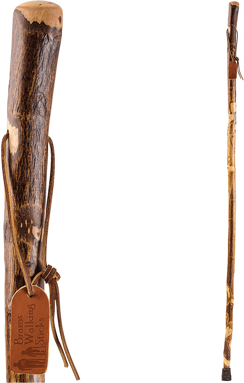 Brazos Free Form Hickory Walking Stick, Handcrafted Wooden Staff, Hiking Stick for Men and Women, Trekking Pole, Wooden Walking Stick, Made in the USA, 58 Inch Sporting Goods > Outdoor Recreation > Camping & Hiking > Hiking Poles Brazos Hawthorn Traditional 48 Inch