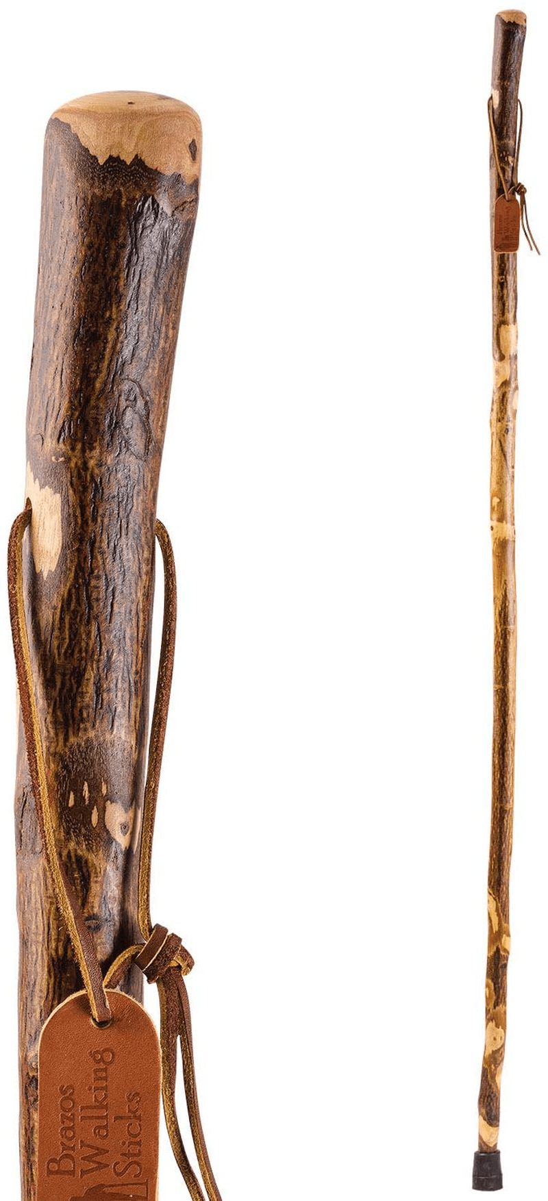 Brazos Free Form Hickory Walking Stick, Handcrafted Wooden Staff, Hiking Stick for Men and Women, Trekking Pole, Wooden Walking Stick, Made in the USA, 58 Inch Sporting Goods > Outdoor Recreation > Camping & Hiking > Hiking Poles Brazos Hawthorn Traditional 55 Inch (Pack of 1)