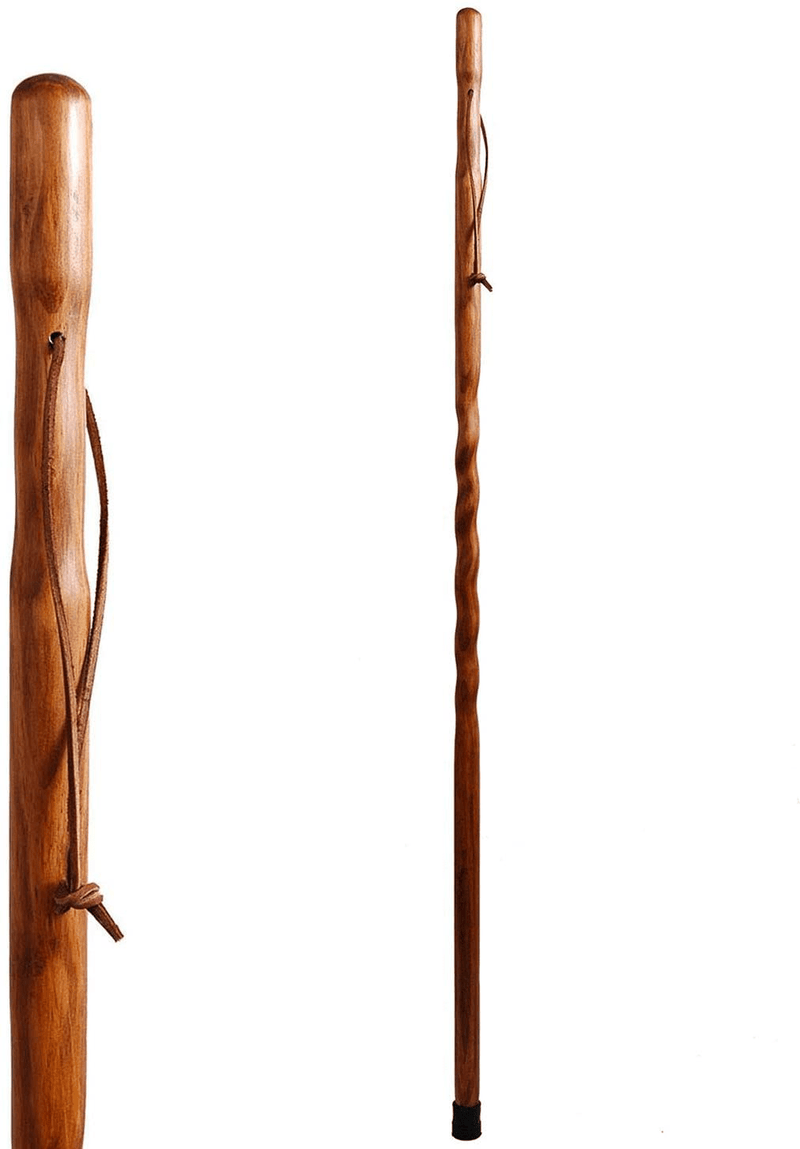 Brazos Free Form Hickory Walking Stick, Handcrafted Wooden Staff, Hiking Stick for Men and Women, Trekking Pole, Wooden Walking Stick, Made in the USA, 58 Inch