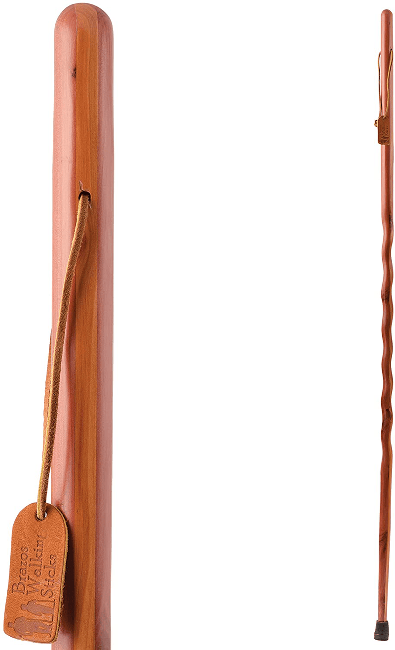 Brazos Twisted Aromatic Cedar Walking Stick, Handcrafted Wooden Staff, Hiking Stick for Men and Women, Trekking Pole, Wooden Walking Stick, Made in the USA, 58 Inches, Natural, (602-3000-1253)