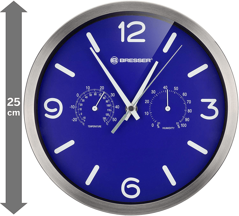 BRESSER Wall Clock, 250x250mm, Blue Home & Garden > Decor > Clocks > Wall Clocks Bresser   
