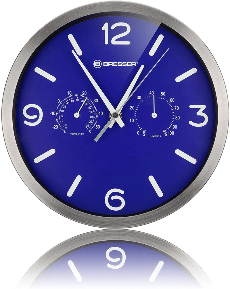 BRESSER Wall Clock, 250x250mm, Blue Home & Garden > Decor > Clocks > Wall Clocks Bresser   