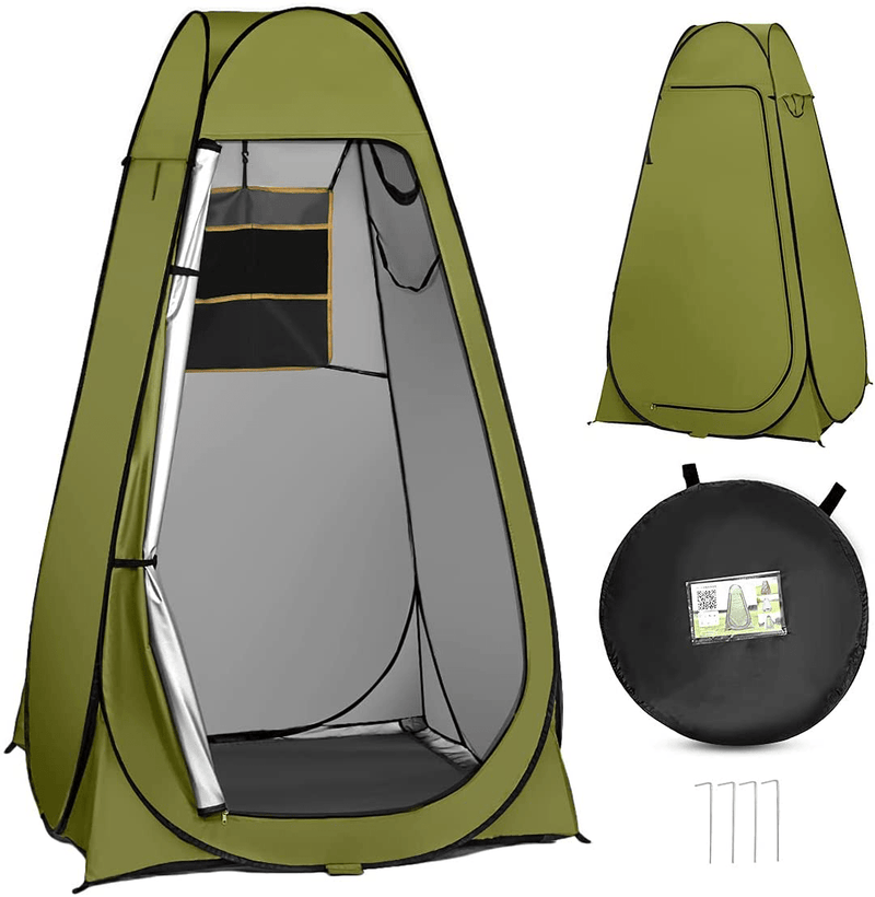 BRGOOD Pop up Privacy Shower Tent,Instant Portable Outdoor Shower Tent Camp Toilet, Changing Room, Rain Shelter with Carry Bag for Camping Hiking Beach Toilet Shower Bathroom Green Sporting Goods > Outdoor Recreation > Camping & Hiking > Portable Toilets & Showers BRGOOD   