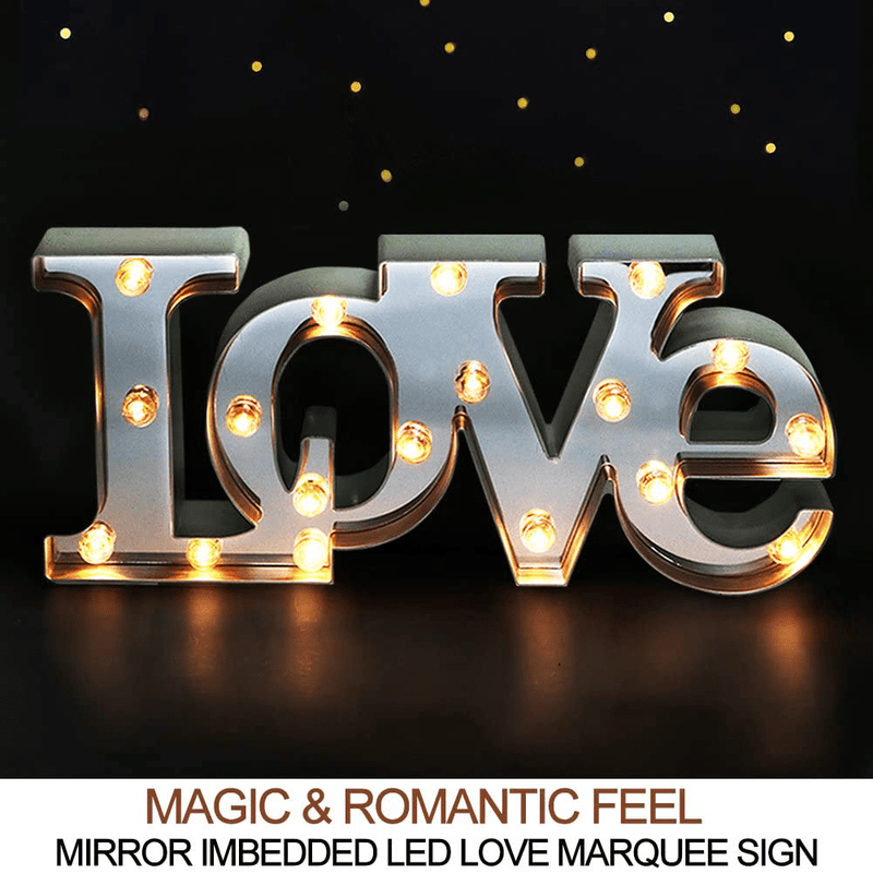 Bright Zeal 16" X 7" Large Love Decor for Bedroom LED Marquee Sign (Mirror Front) - Love Sign Light Home Decor for Wall and Table - Wedding Decorations Lights - Romantic Signs Valentines Day Decor Home & Garden > Decor > Seasonal & Holiday Decorations Bright Zeal   