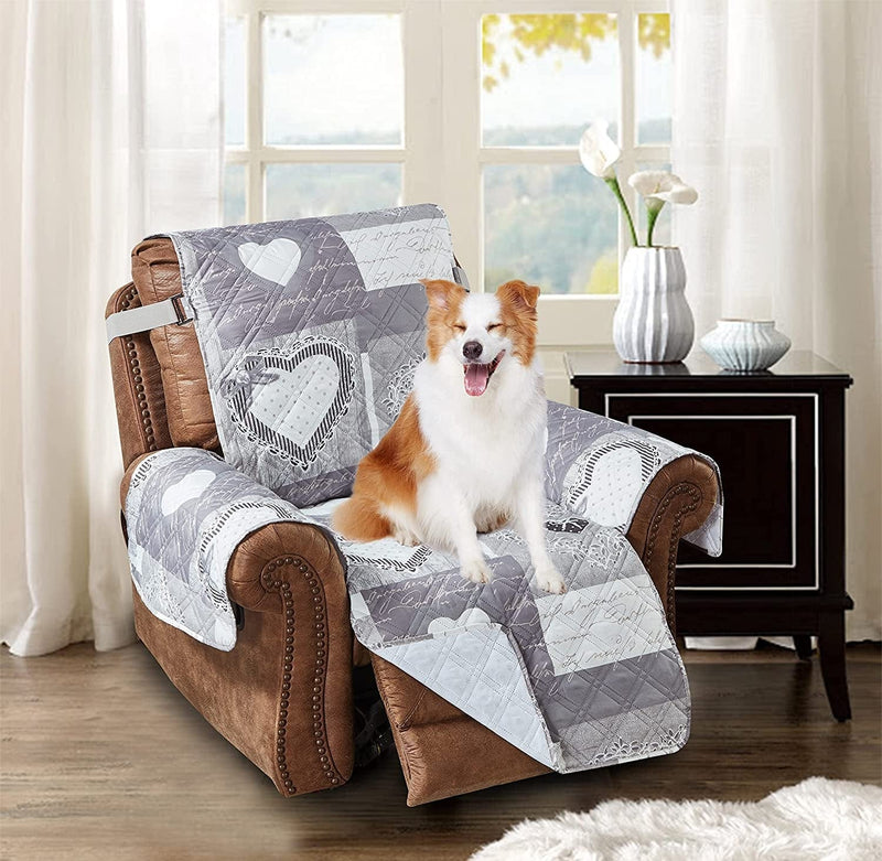 Brilliant Sunshine Grey Angel and Pink Rose Patchwork Reversible Large Sofa Protector for Seat Width up to 70", Furniture Slipcover, 2" Strap, Couch Slip Cover for Pets, Kids, Dogs, Sofa, Pink Grey Home & Garden > Decor > Chair & Sofa Cushions Brilliant Sunshine Grey 28" Oversized Recliner Slipcover 