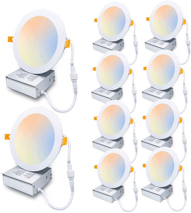 Brillihood 6 Inch Color Changing Slim LED Recessed Light, Smart WiFi Retrofit Downlights with Junction Box, ETL-Listed, 12W, 960LM, Dimmable, 2700K-6500K, Works with Alexa & Google Assistant, 6-Pack