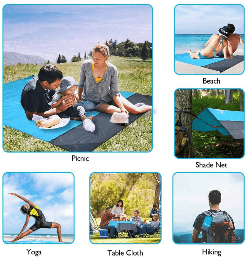 Brillirare Sandfree Beach Blanket, Oversized Waterproof Sandproof Picnic Blanket, Quick Drying Lightweight Family Mat with 4 Stakes&4 Corner Pockets for Outdoor Travel, Camping, Hiking, Music Festival Home & Garden > Lawn & Garden > Outdoor Living > Outdoor Blankets > Picnic Blankets Brillirare   