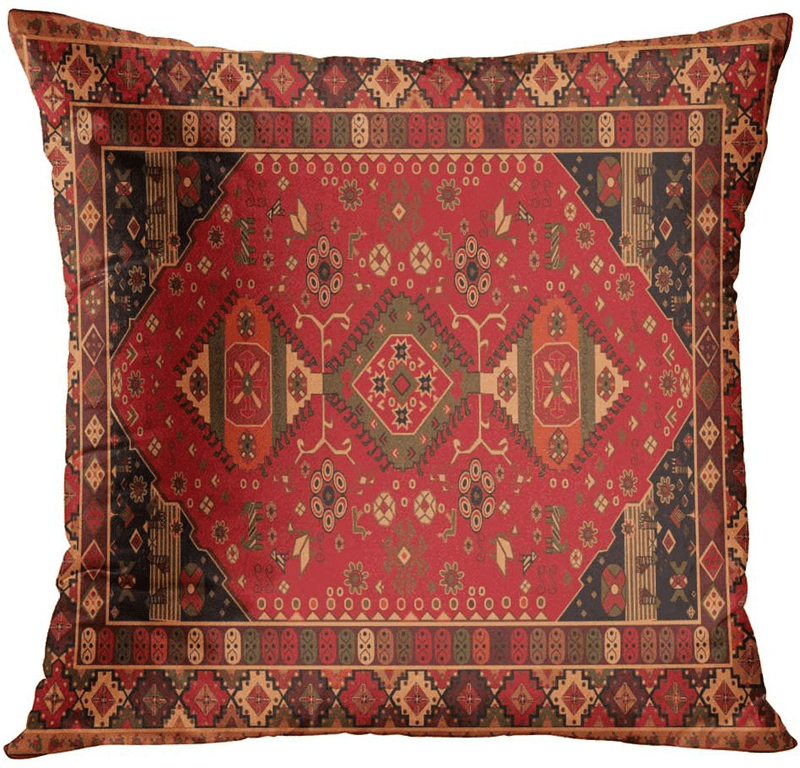 Britimes Throw Pillow Covers Persian Home Decor Set of 4 Oriental Pillow Cases Decorative 20 X 20 Inches Outdoor Cushion Couch Sofa Pillowcases Colorful Red Tribal Home & Garden > Decor > Chair & Sofa Cushions Britimes   