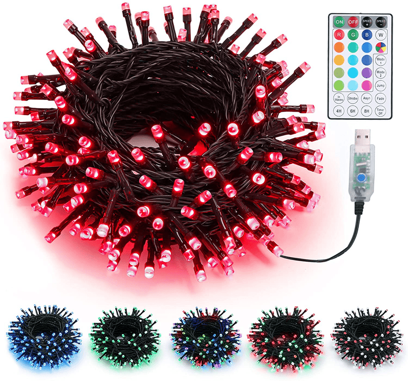 Brizlabs Color Changing Christmas Lights, 33Ft 100 LED Red Valentine'S Day Lights with Remote, USB Powered Red String Light, RGB Twinkle Light for Indoor Fireplace Bedroom Party Car Valentines Decor Home & Garden > Decor > Seasonal & Holiday Decorations BrizLabs   