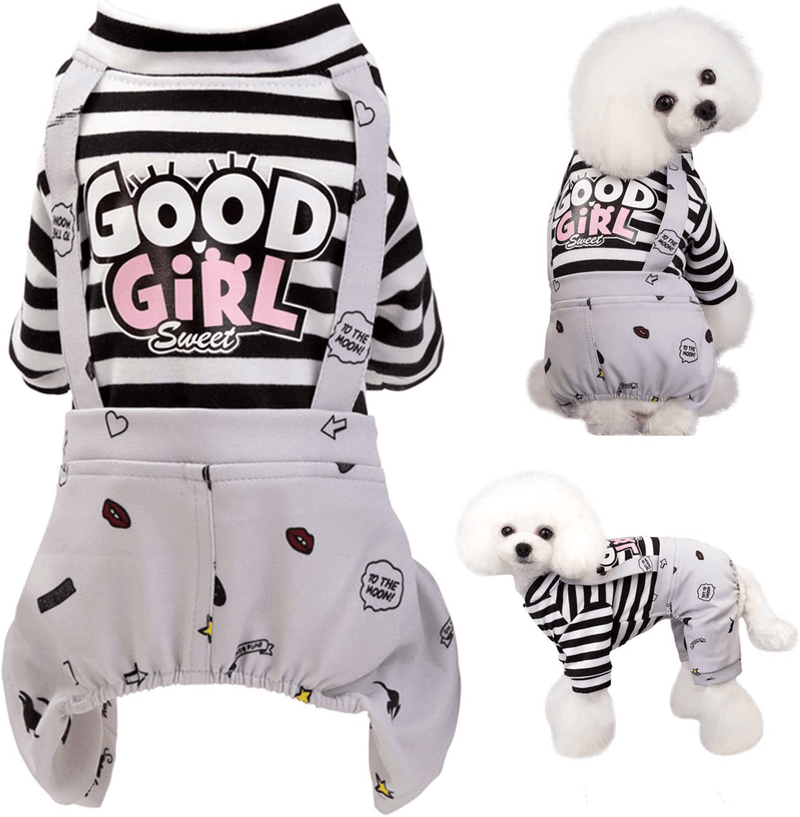 Brocarp Dog Clothes Striped Onesie Puppy Shirt, Cute Dog Pajamas Bodysuit Coat Jumpsuit Overalls Soft Comfort Pjs Apparel Costume, Dog Outfit for Small Medium Large Dogs Cats Kitten Boy Girl Animals & Pet Supplies > Pet Supplies > Dog Supplies > Dog Apparel Brocarp Grey Large 