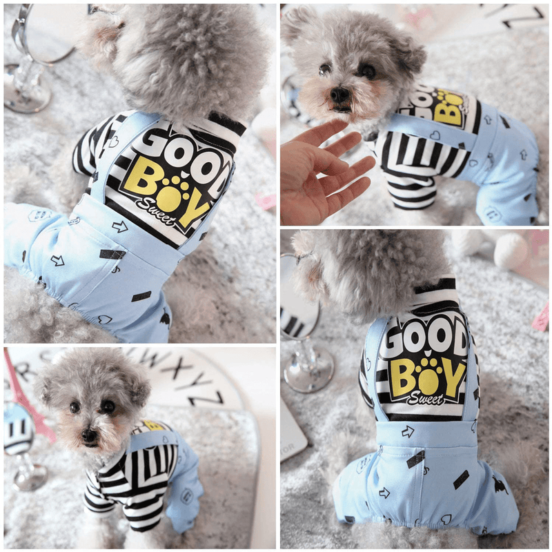 Brocarp Dog Clothes Striped Onesie Puppy Shirt, Cute Dog Pajamas Bodysuit Coat Jumpsuit Overalls Soft Comfort Pjs Apparel Costume, Dog Outfit for Small Medium Large Dogs Cats Kitten Boy Girl Animals & Pet Supplies > Pet Supplies > Dog Supplies > Dog Apparel Brocarp   