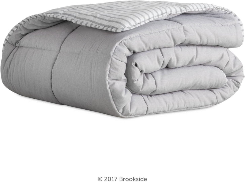BROOKSIDE Striped Chambray Comforter Set - Includes 2 Pillow Shams - Reversible - down Alternative - Hypoallergenic - All Season - Box Stitched Design - Queen - Coastal Gray Home & Garden > Linens & Bedding > Bedding > Quilts & Comforters Brookside   