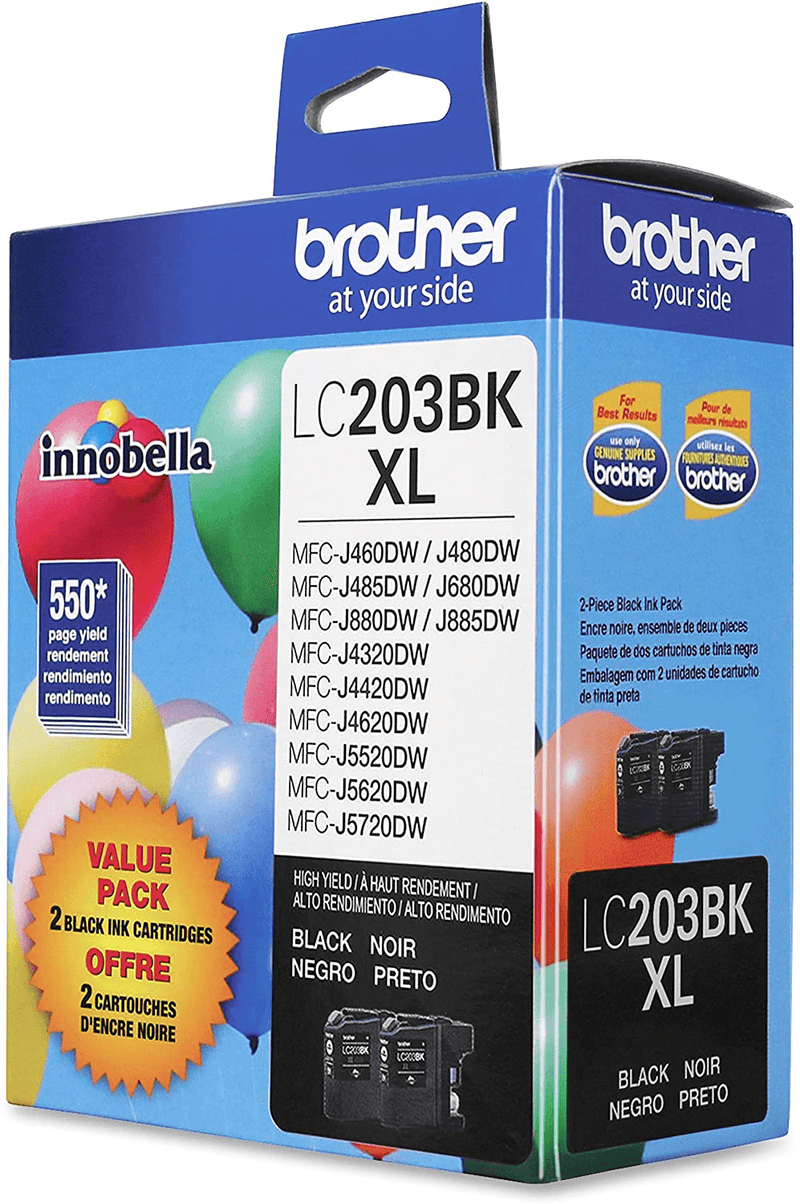 Brother Genuine High Yield Black Ink Cartridges, LC2032PKS, Replacement Black Ink Two Pack, Includes 2 Cartridges of Black Ink, Page Yield Up To 550 Pages/Cartridge, LC203 Electronics > Print, Copy, Scan & Fax > Printer, Copier & Fax Machine Accessories ‎BROTHER -  