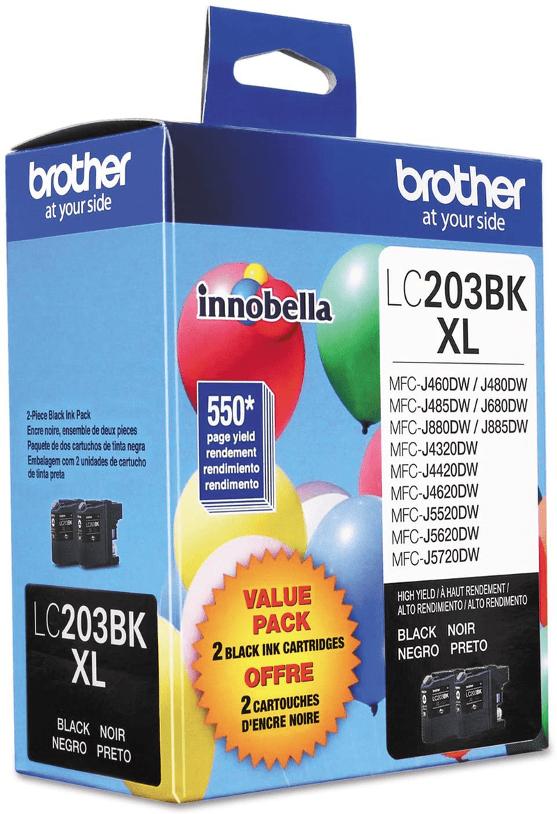 Brother Genuine High Yield Black Ink Cartridges, LC2032PKS, Replacement Black Ink Two Pack, Includes 2 Cartridges of Black Ink, Page Yield Up To 550 Pages/Cartridge, LC203 Electronics > Print, Copy, Scan & Fax > Printer, Copier & Fax Machine Accessories ‎BROTHER   