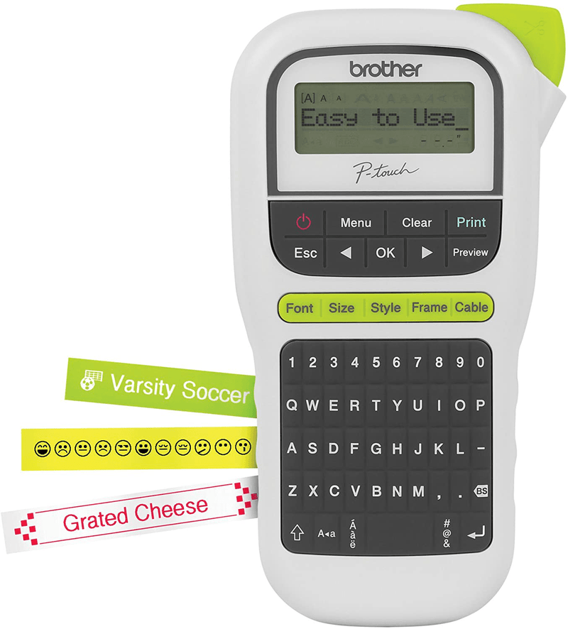 Brother P-Touch, PTH110, Easy Portable Label Maker, Lightweight, Qwerty Keyboard, One-Touch Keys, White