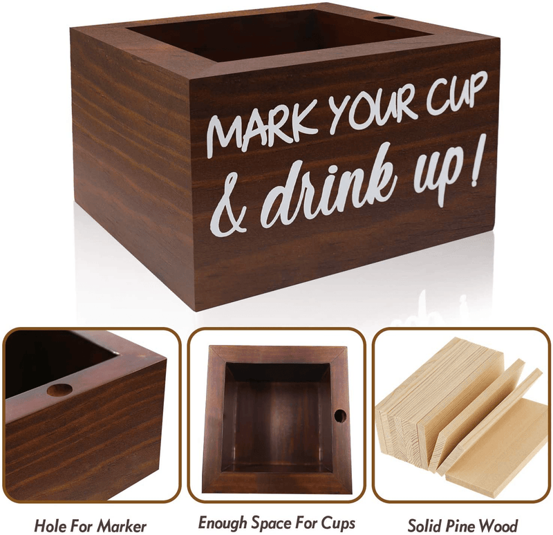 Brown Solo Disposable Cup Holder Drink Caddy Party Cup Holder Dispenser Wooden Organizer Storage Marker Holder Mark Your Cup and Drink Up Rustic Farmhouse Bar Party Decor Home & Garden > Decor > Seasonal & Holiday Decorations Zingoetrie   
