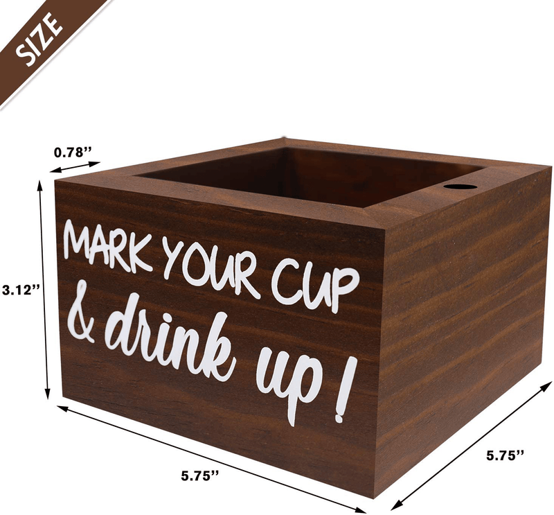 Brown Solo Disposable Cup Holder Drink Caddy Party Cup Holder Dispenser Wooden Organizer Storage Marker Holder Mark Your Cup and Drink Up Rustic Farmhouse Bar Party Decor Home & Garden > Decor > Seasonal & Holiday Decorations Zingoetrie   