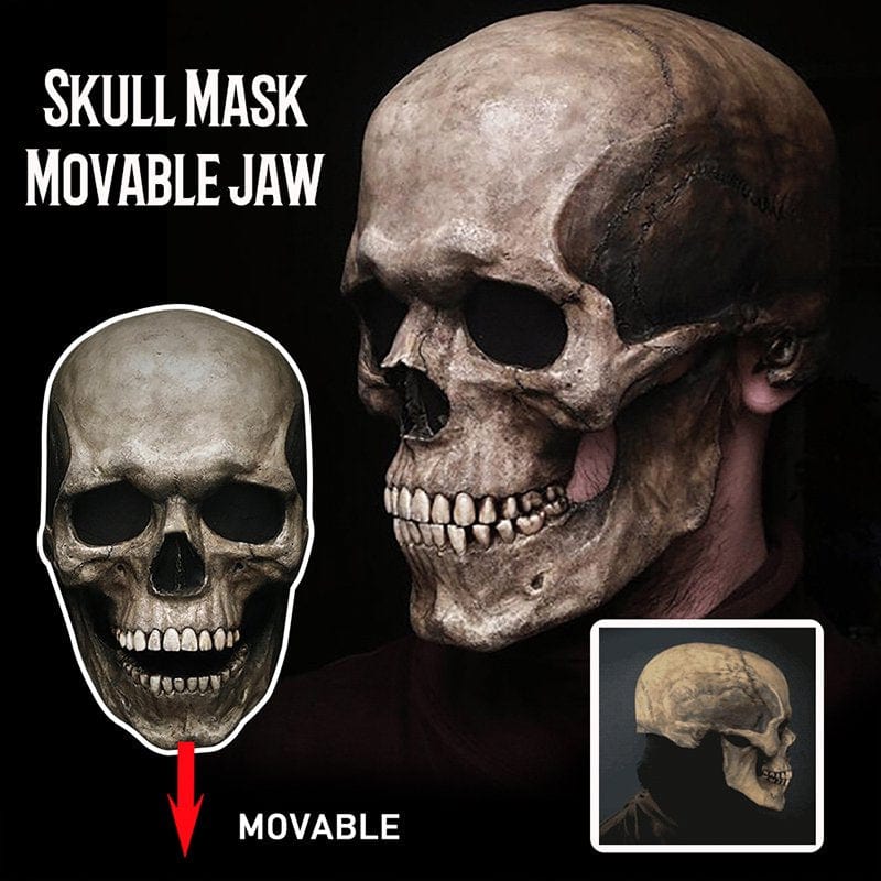 Brown/White,Movable Jaw Full Moving Head Skull Mask Halloween Decoration Horror Helmet Scary Mask Masquerade Holiday Cosplay Party Decoration,9.8 X 7 X 10.2Inch Apparel & Accessories > Costumes & Accessories > Masks Oak Leaf   
