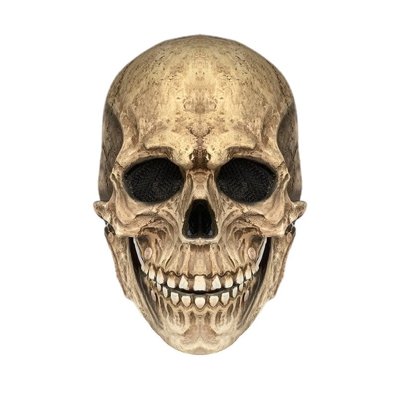 Brown/White,Movable Jaw Full Moving Head Skull Mask Halloween Decoration Horror Helmet Scary Mask Masquerade Holiday Cosplay Party Decoration,9.8 X 7 X 10.2Inch Apparel & Accessories > Costumes & Accessories > Masks Oak Leaf Brown  