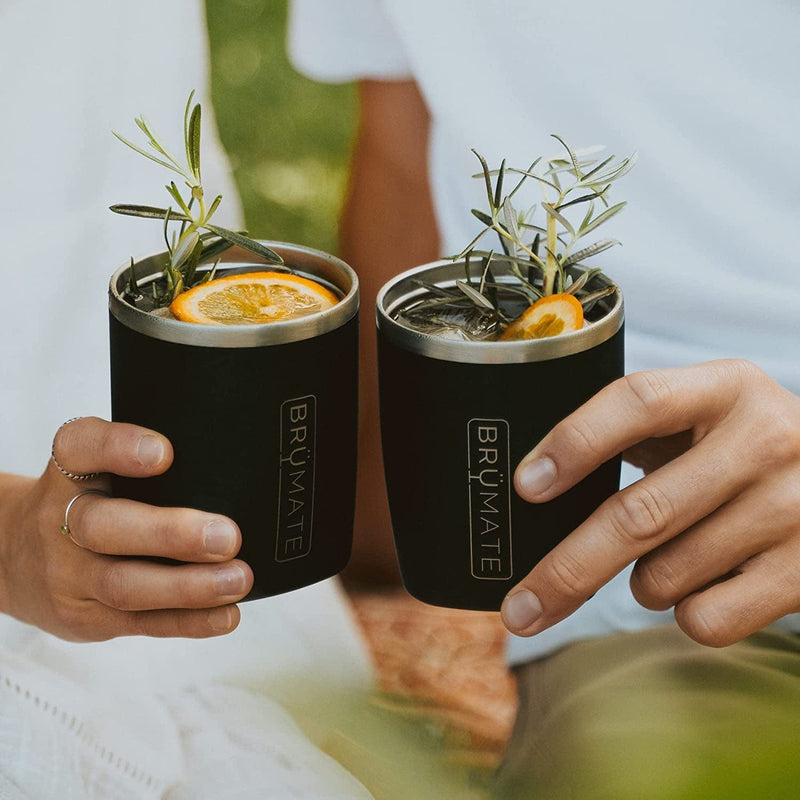 Brümate Rocks - 12Oz 100% Leak-Proof Insulated Lowball Cocktail & Whiskey Tumbler - Double Wall Vacuum Stainless Steel - Shatterproof - Camping & Travel Tumbler & Cocktail Glass (Glitter Charcoal) Home & Garden > Kitchen & Dining > Tableware > Drinkware BrüMate   