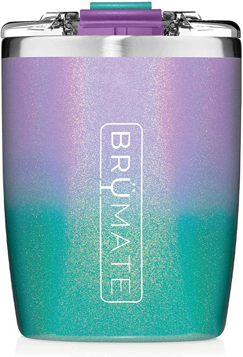 Brümate Rocks - 12Oz 100% Leak-Proof Insulated Lowball Cocktail & Whiskey Tumbler - Double Wall Vacuum Stainless Steel - Shatterproof - Camping & Travel Tumbler & Cocktail Glass (Glitter Charcoal) Home & Garden > Kitchen & Dining > Tableware > Drinkware BrüMate Glitter Mermaid  