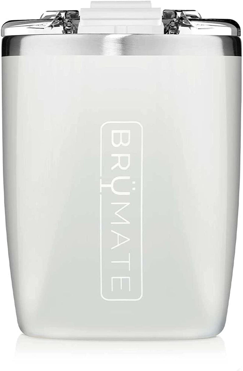 Brümate Rocks - 12Oz 100% Leak-Proof Insulated Lowball Cocktail & Whiskey Tumbler - Double Wall Vacuum Stainless Steel - Shatterproof - Camping & Travel Tumbler & Cocktail Glass (Glitter Charcoal) Home & Garden > Kitchen & Dining > Tableware > Drinkware BrüMate Ice White  