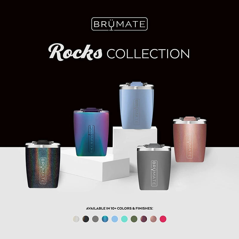 Brümate Rocks - 12Oz 100% Leak-Proof Insulated Lowball Cocktail & Whiskey Tumbler - Double Wall Vacuum Stainless Steel - Shatterproof - Camping & Travel Tumbler & Cocktail Glass (Glitter Charcoal) Home & Garden > Kitchen & Dining > Tableware > Drinkware BrüMate   
