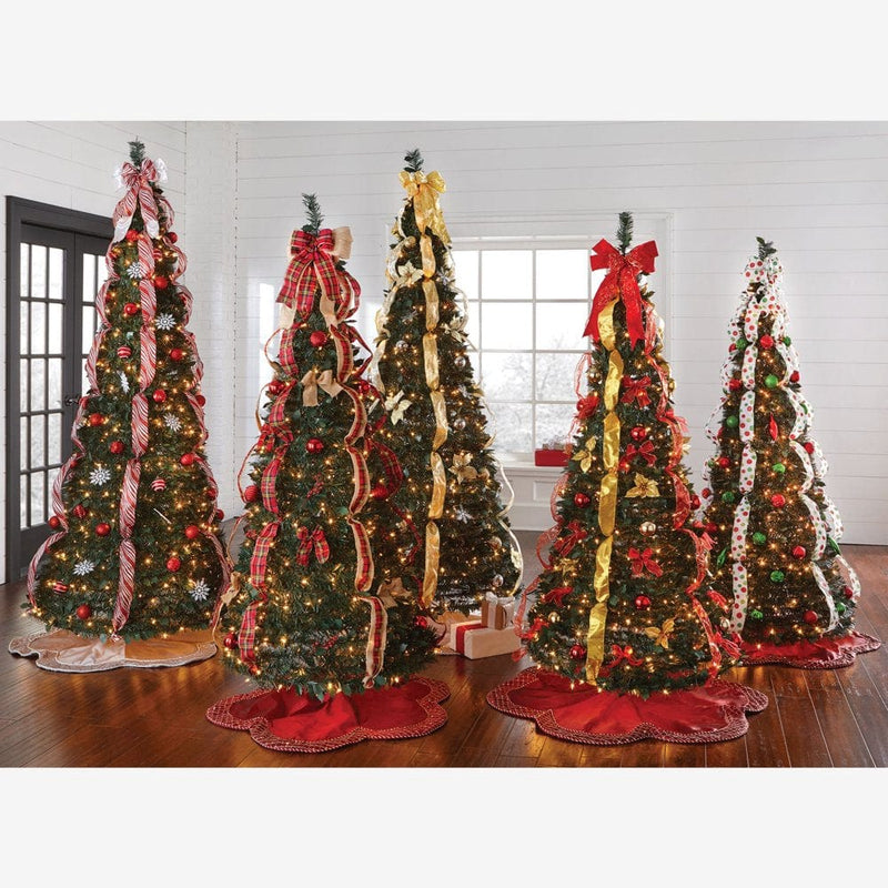 Brylanehome Christmas Scallop Edge Border Christmas Tree Skirt, Red Home & Garden > Decor > Seasonal & Holiday Decorations > Christmas Tree Skirts BrylaneHome   
