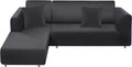 BT.WA Couch Cover L Shape Sectional Sofa Cover 2-Piece Soft Stretch Reversible Sofa Slipcover 3 Seater + 3 Seater Furniture Protector Couch Slipcover with 2Pcs Pillowcases (Black) Home & Garden > Decor > Chair & Sofa Cushions BT.WA Dark Grey  