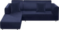 BT.WA Couch Cover L Shape Sectional Sofa Cover 2-Piece Soft Stretch Reversible Sofa Slipcover 3 Seater + 3 Seater Furniture Protector Couch Slipcover with 2Pcs Pillowcases (Black) Home & Garden > Decor > Chair & Sofa Cushions BT.WA Navy  