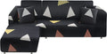 BT.WA Couch Cover L Shape Sectional Sofa Cover 2-Piece Soft Stretch Reversible Sofa Slipcover 3 Seater + 3 Seater Furniture Protector Couch Slipcover with 2Pcs Pillowcases (Black) Home & Garden > Decor > Chair & Sofa Cushions BT.WA Black+triangle  