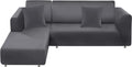 BT.WA Couch Cover L Shape Sectional Sofa Cover 2-Piece Soft Stretch Reversible Sofa Slipcover 3 Seater + 3 Seater Furniture Protector Couch Slipcover with 2Pcs Pillowcases (Black) Home & Garden > Decor > Chair & Sofa Cushions BT.WA Light Grey  